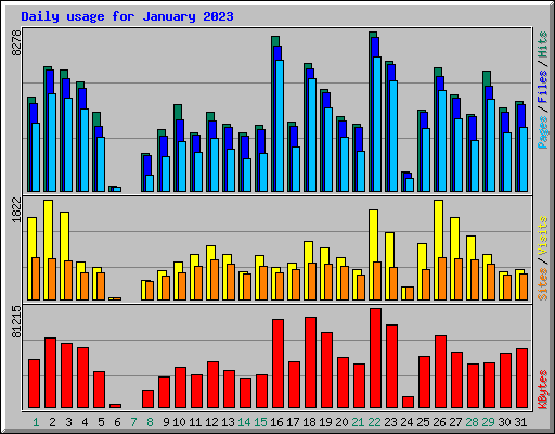 Daily usage for January 2023