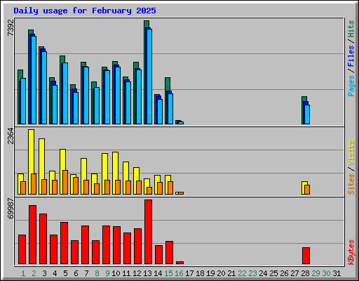 Daily usage for February 2025